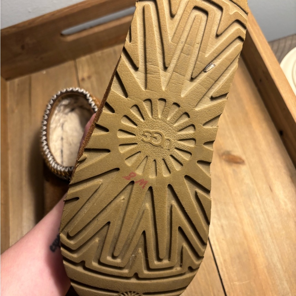 Ugg Size 8 Tasman Cozy Chestnut Suede Shearling Slipper Clogs - Picture 7 of 9